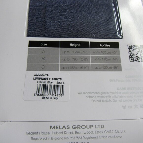 Lot 3 pairs Tights, sz.A, Black & Electric Blue. made in Italy - Picture 4 of 7